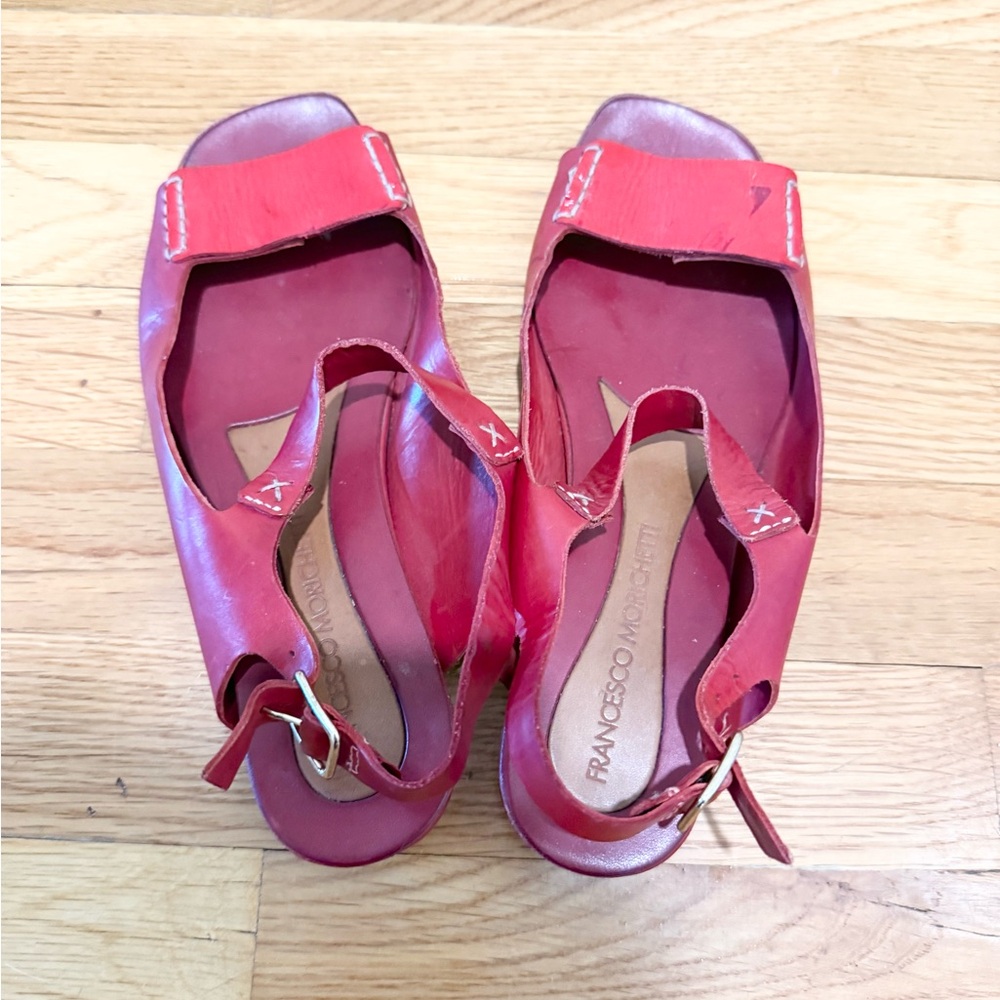 Francesco Morichetti Red Leather Sandals - Picture 5 of 8